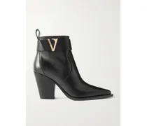 Ankle Boots Aus Leder Mit Verzierungen - Schwarz