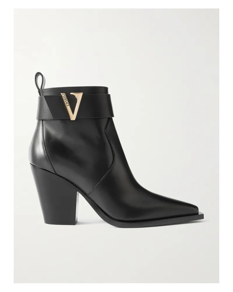 Versace Ankle Boots Aus Leder Mit Verzierungen - Schwarz Schwarz
