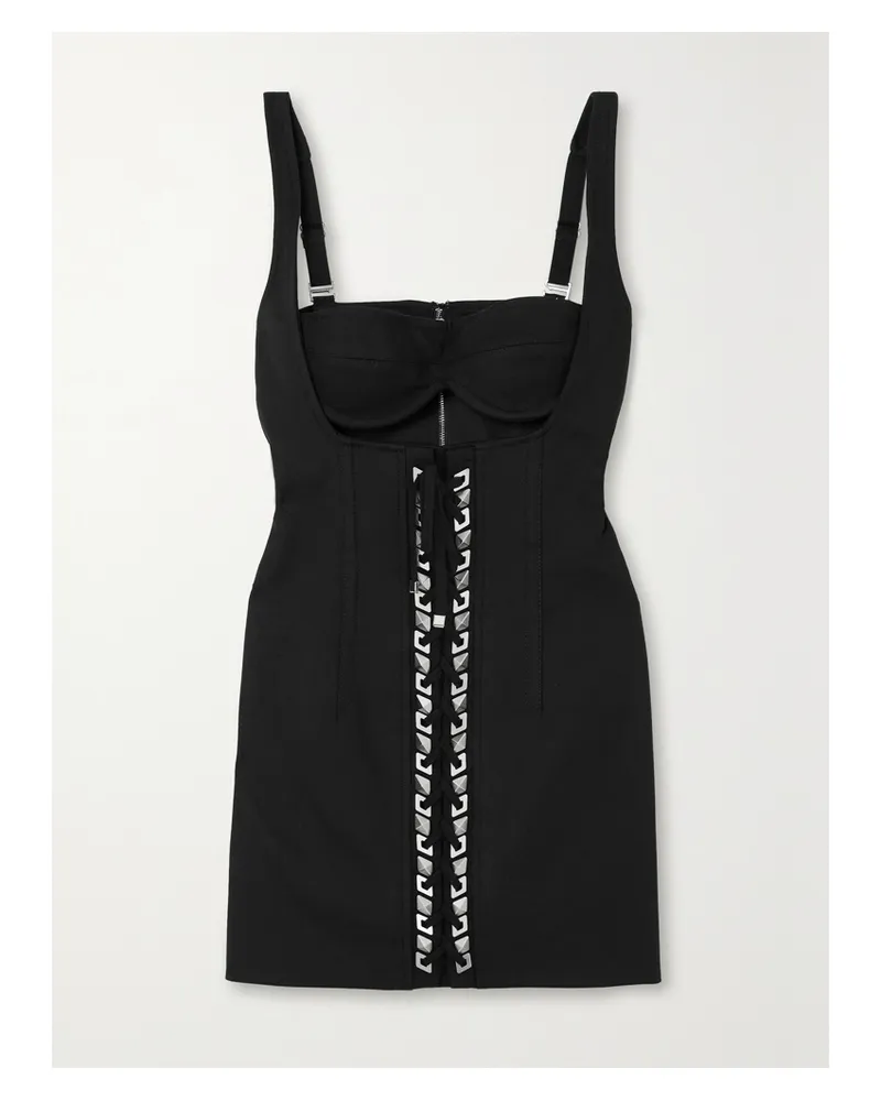 Dion Lee Minikleid Aus Twill Aus Einer Stretch-biobaumwollmischung Mit Cut-out Und Nieten - Schwarz Schwarz