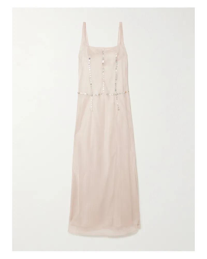 STAUD Greta Button-embellished Silk-organza Maxi Dress - Cream Cream