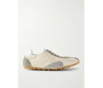 Sprinter Suede-trimmed Textured-leather Sneakers - Neutrals