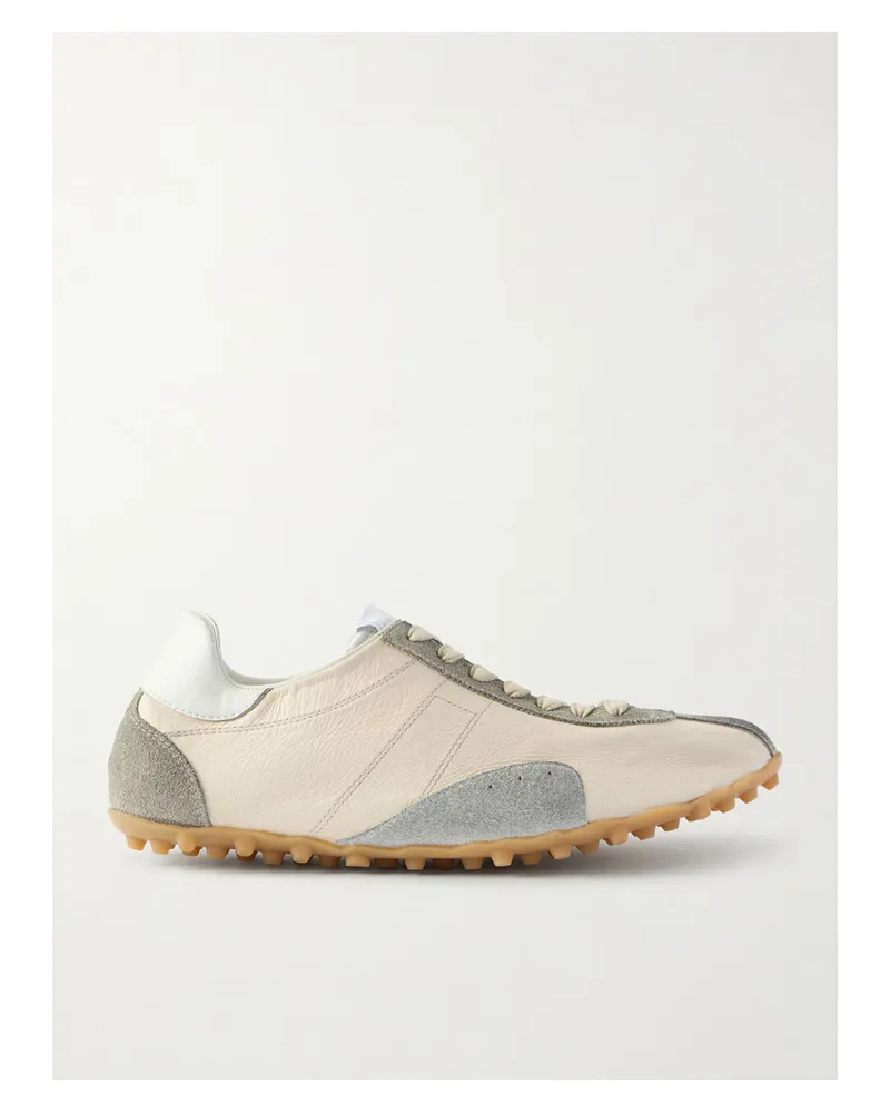 Maison Margiela Sprinter Suede-trimmed Textured-leather Sneakers - Neutrals Neutrals