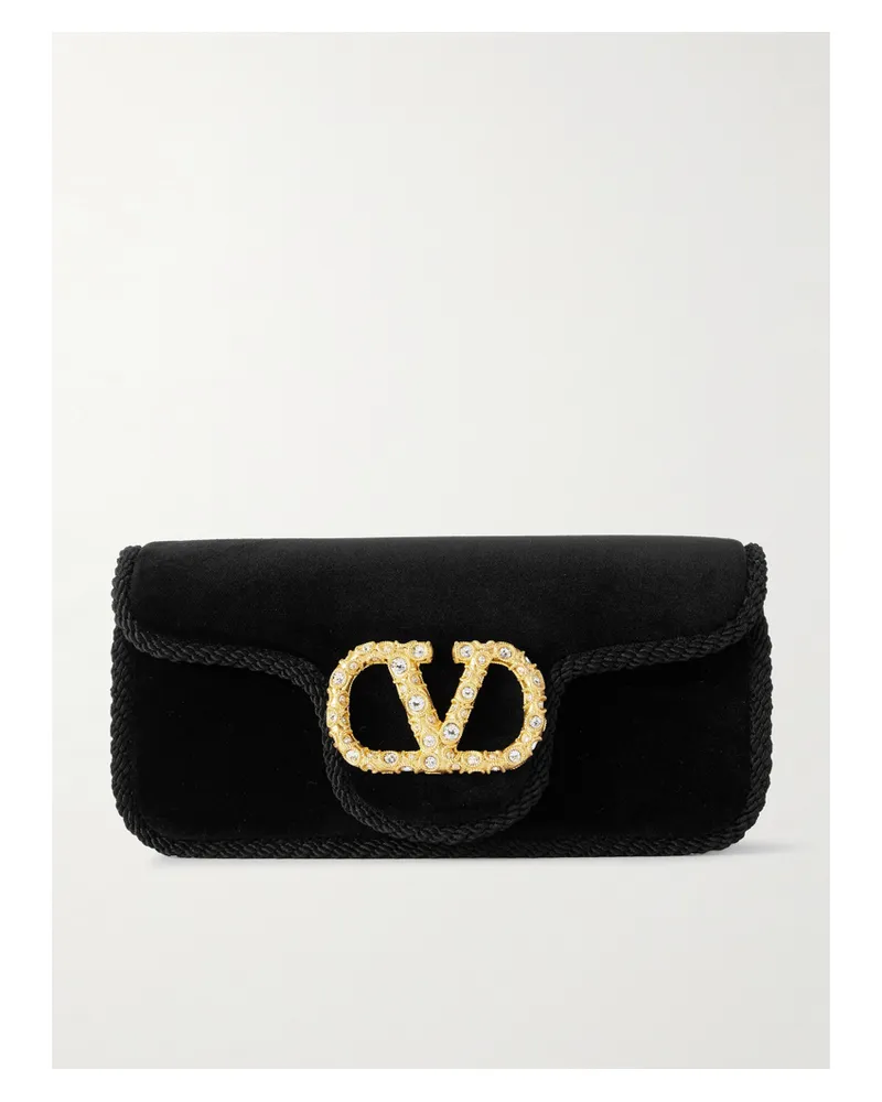 Valentino Garavani Locò Schultertasche Aus Samt Mit Cordbesätzen, Troddeln Und Verzierungen - Schwarz Schwarz