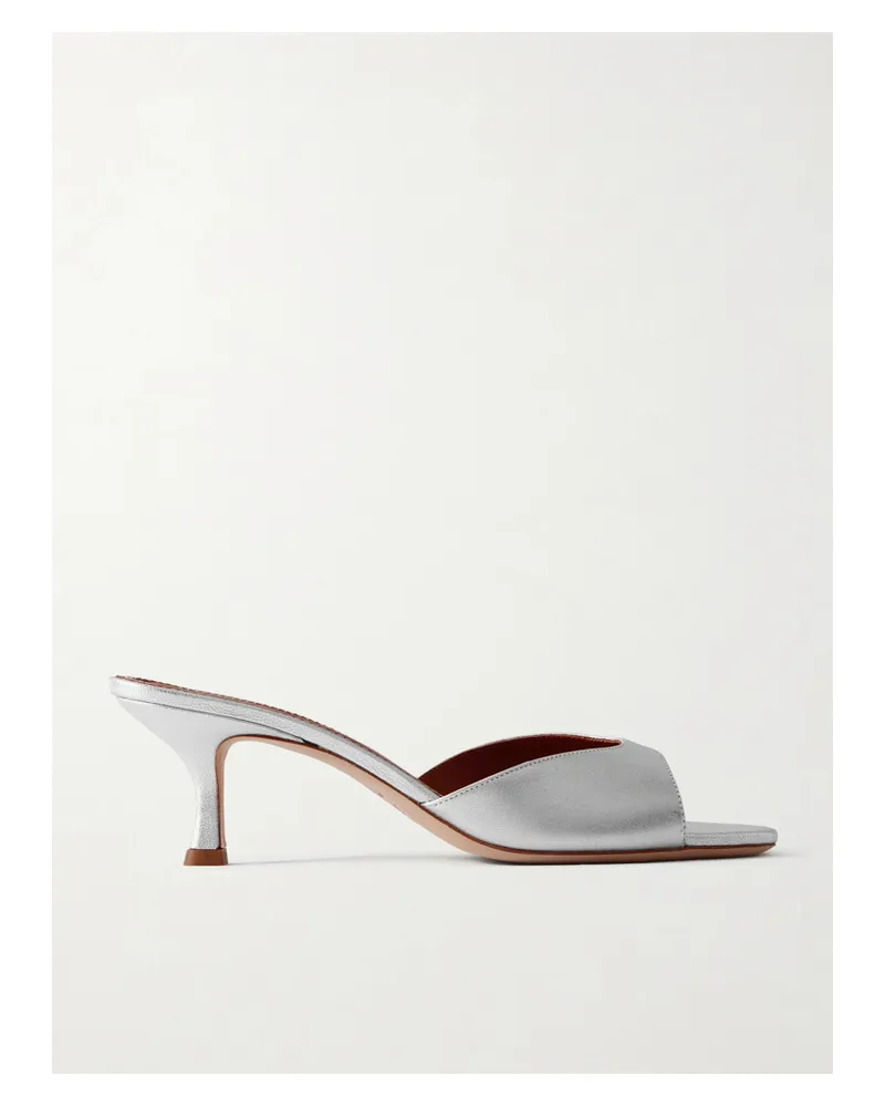 STAUD Brigitte Mules Aus Metallic-leder - Silber Silber