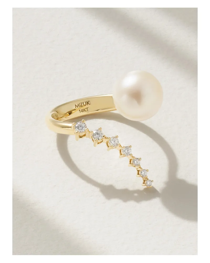 MIZUKI 14-karat Gold, Pearl And Diamond Ring - White White