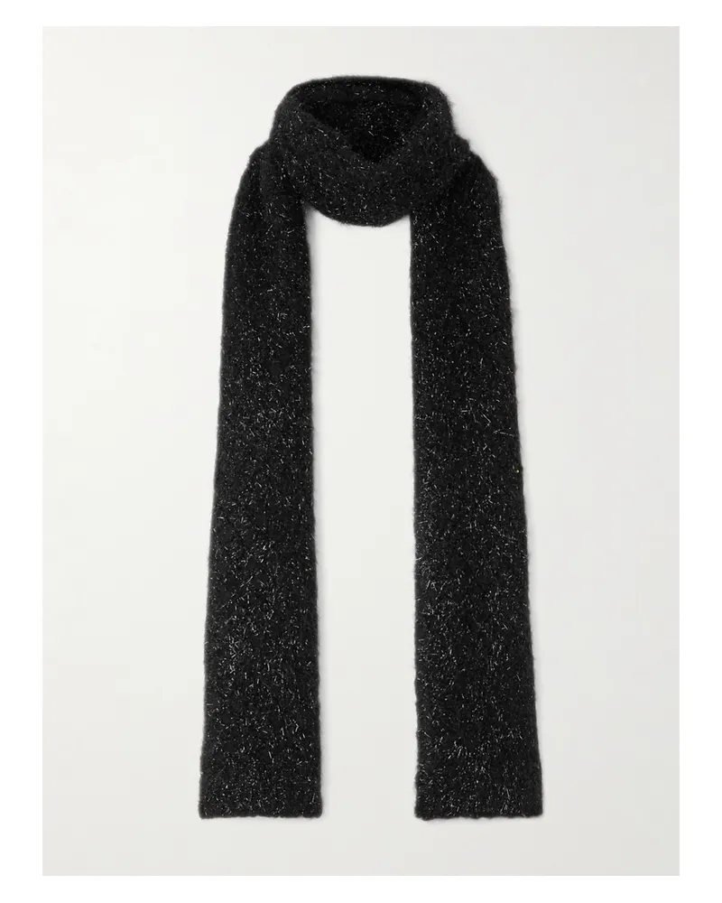Dries van Noten Metallic Wool-blend Scarf - Black Black