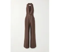 Alchemy Buckled Wool And Silk-blend Halterneck Jumpsuit - Brown