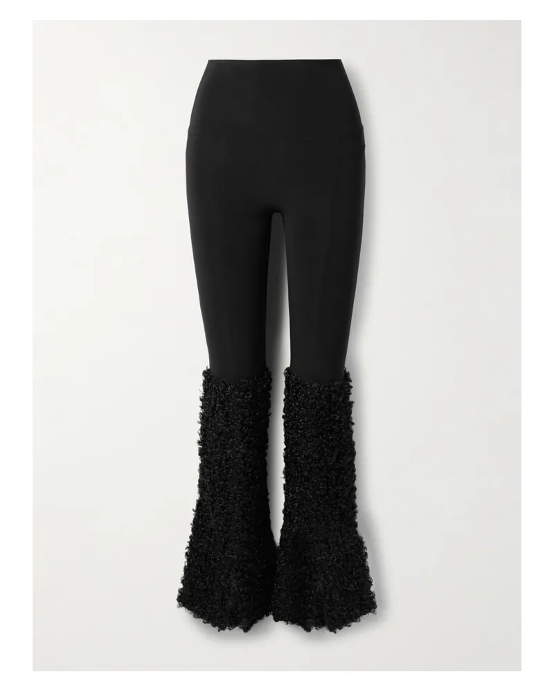 Norma Kamali Schlaghose Aus Stretch-jersey Mit Chenille-besätzen - Schwarz Schwarz