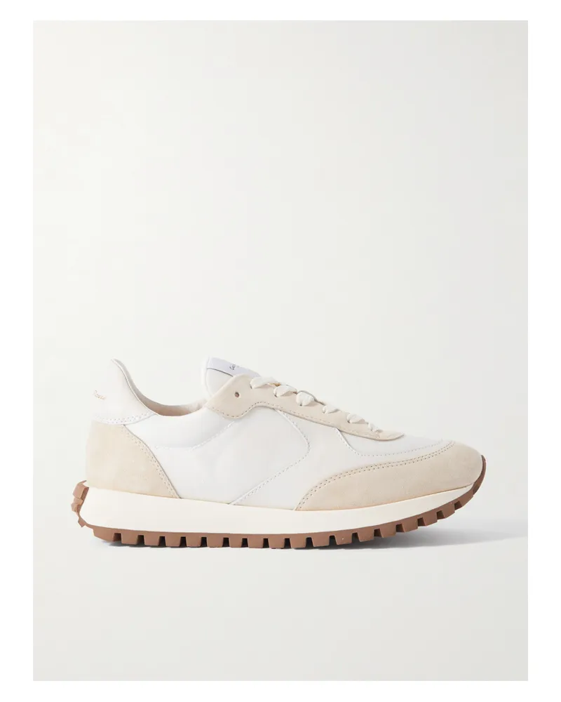 Gianvito Rossi Gravel Suede, Leather And Shell Sneakers - Off-white Off-white