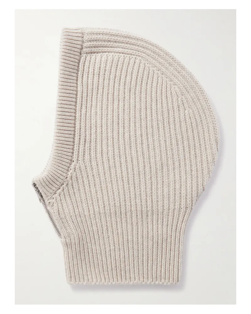 Johnstons of Elgin Nevis Ribbed Cashmere Hood - Gray Gray