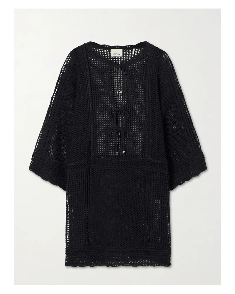 Isabel Marant Metina Crocheted Cotton-blend Mini Dress - Black Black