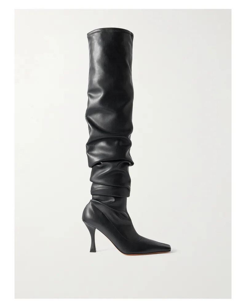 Proenza Schouler Trap Overknees Aus Leder Mit Raffungen - Schwarz Schwarz