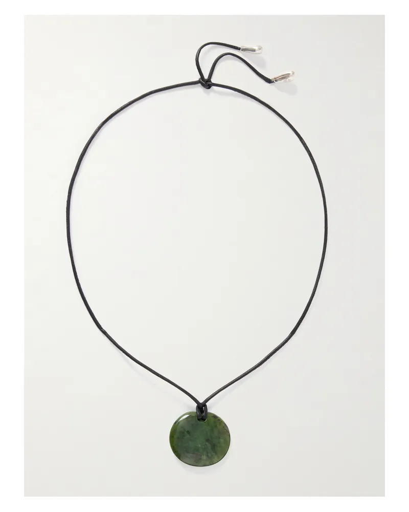 Sophie Buhai Small Full Moon Kette Aus Kordel Mit Jade Und Details Aus Silber - Grün Grün