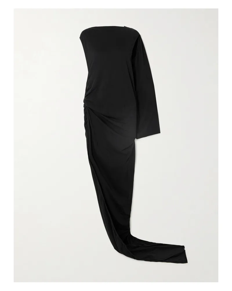Rick Owens Edfu Asymmetrische Robe Aus Baumwoll-jersey Mit Raffungen Und Cut-outs - Schwarz Schwarz