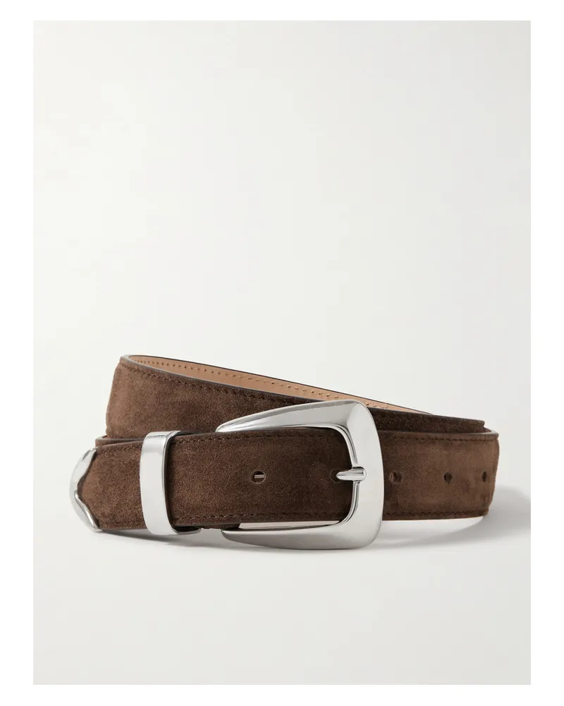 KHAITE Benny Suede Belt - Brown Brown
