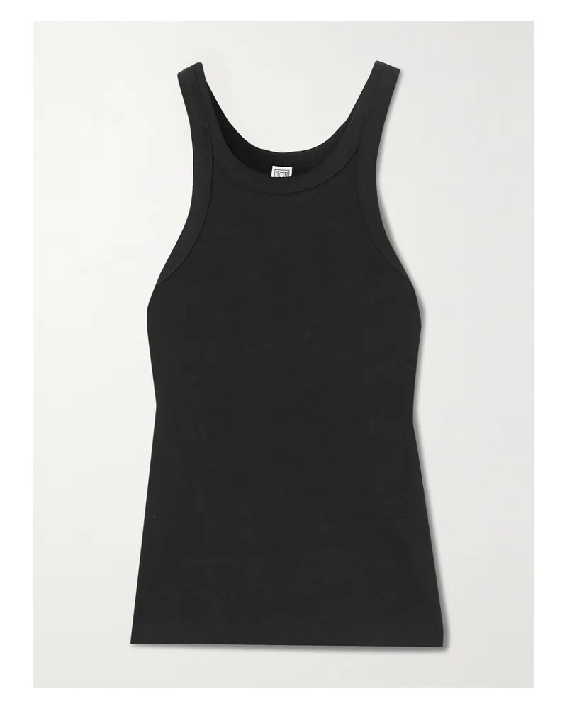 Totême Net Sustain Curved Ribbed Stretch Organic Cotton-jersey Tank - Black Black