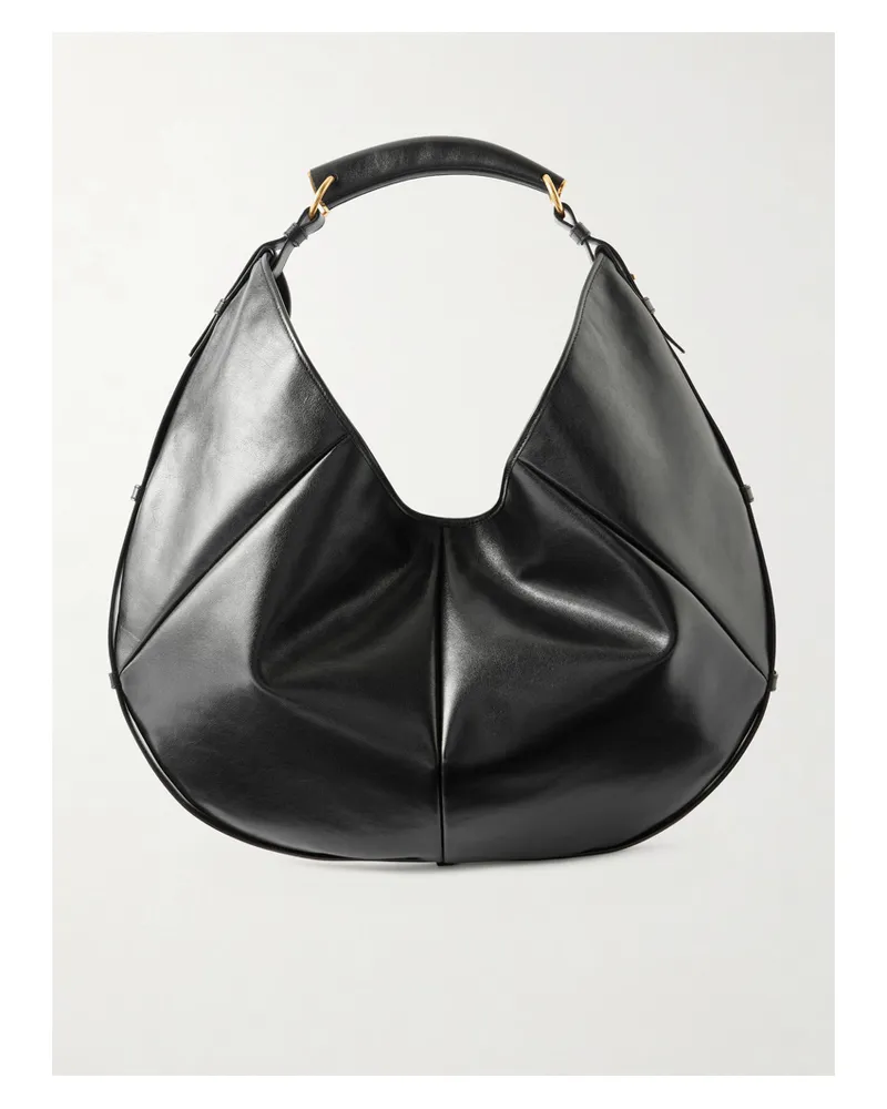 Saint Laurent Mombasa Paneled Leather Shoulder Bag - Black Black