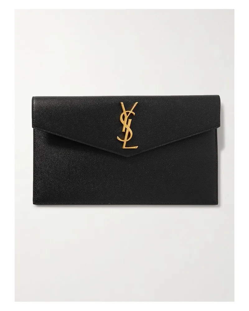 Saint Laurent Uptown Beutel Aus Strukturiertem Leder - Schwarz Schwarz