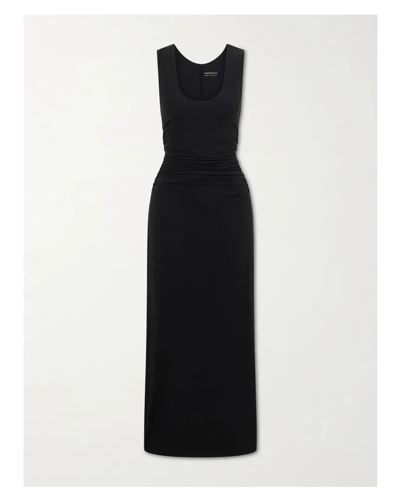 Another Tomorrow Ruched Stretch-jersey Maxi Dress - Black Black