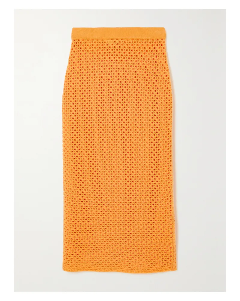 Gabriela Hearst Tana Midirock Aus Einer Gehäkelten Woll-kaschmirmischung - Orange Orange