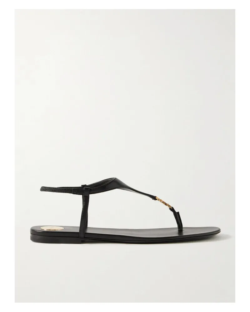 Saint Laurent Cassandra Zehensandalen Aus Leder Mit Logoverzierung - Schwarz Schwarz