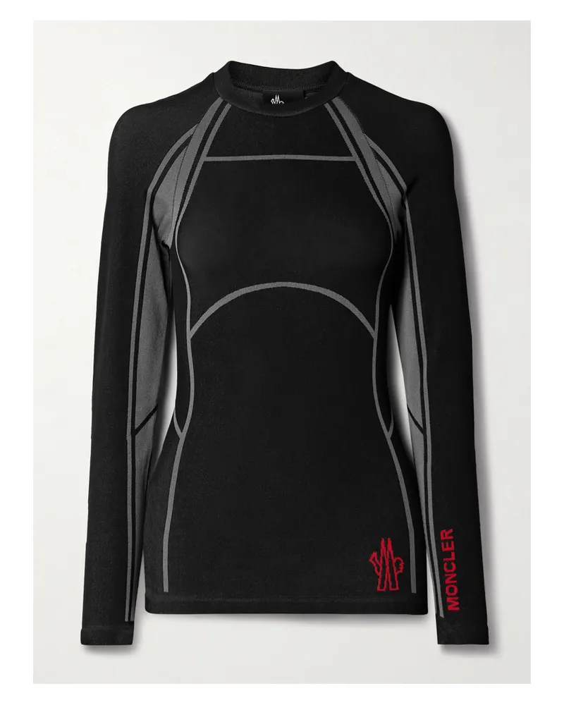 Moncler Skioberteil Aus Stretch-strick - Schwarz Schwarz