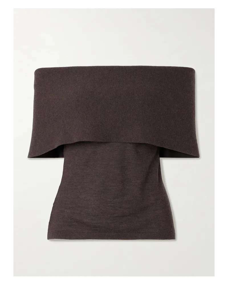 arch4 Monroe Off-the-shoulder Organic Cashmere Top - Brown Brown