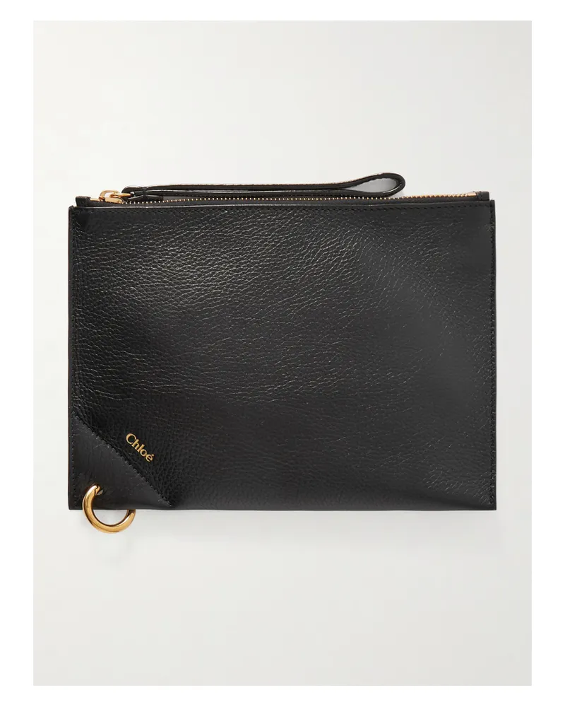 Chloé Embellished Textured-leather Pouch - Black Black