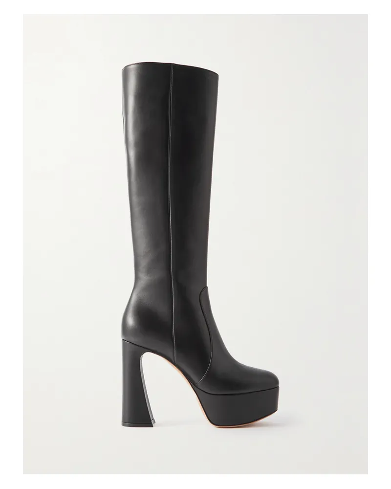 Gianvito Rossi 120 Kniehohe Plateaustiefel Aus Leder - Schwarz Schwarz