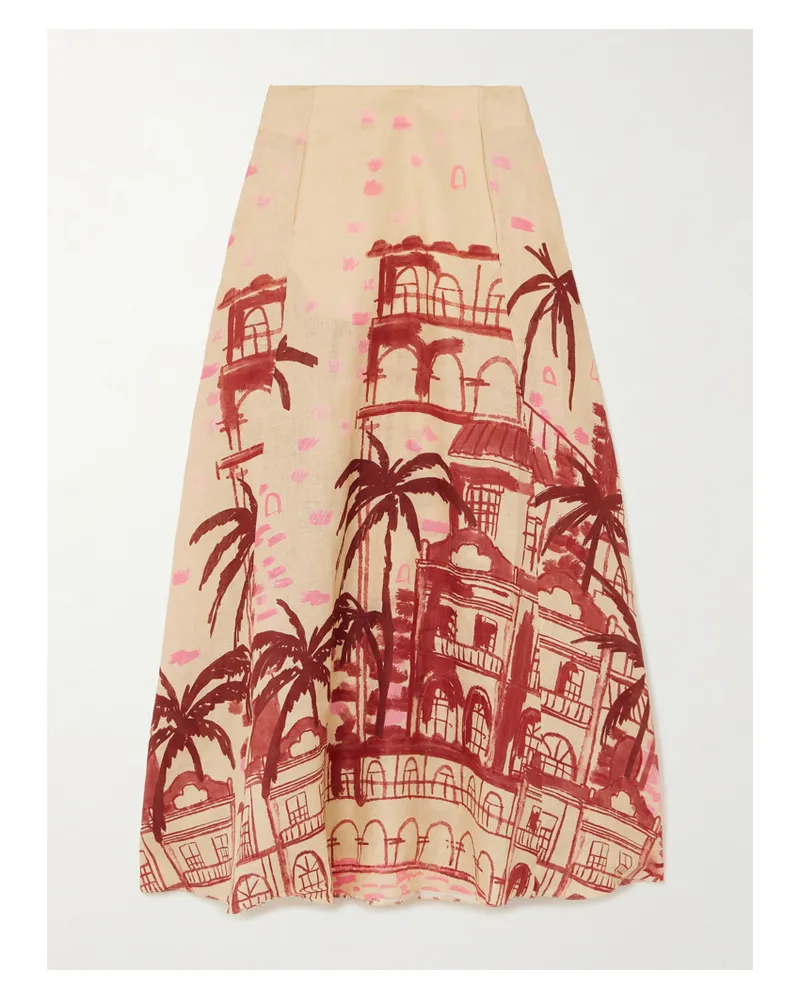 Johanna Ortiz Steps Of Joy Midirock Aus Bedrucktem Leinen - Ecru Ecru