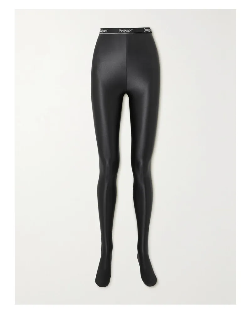 Saint Laurent Leggings Aus Glänzendem Stretch-material - Schwarz Schwarz