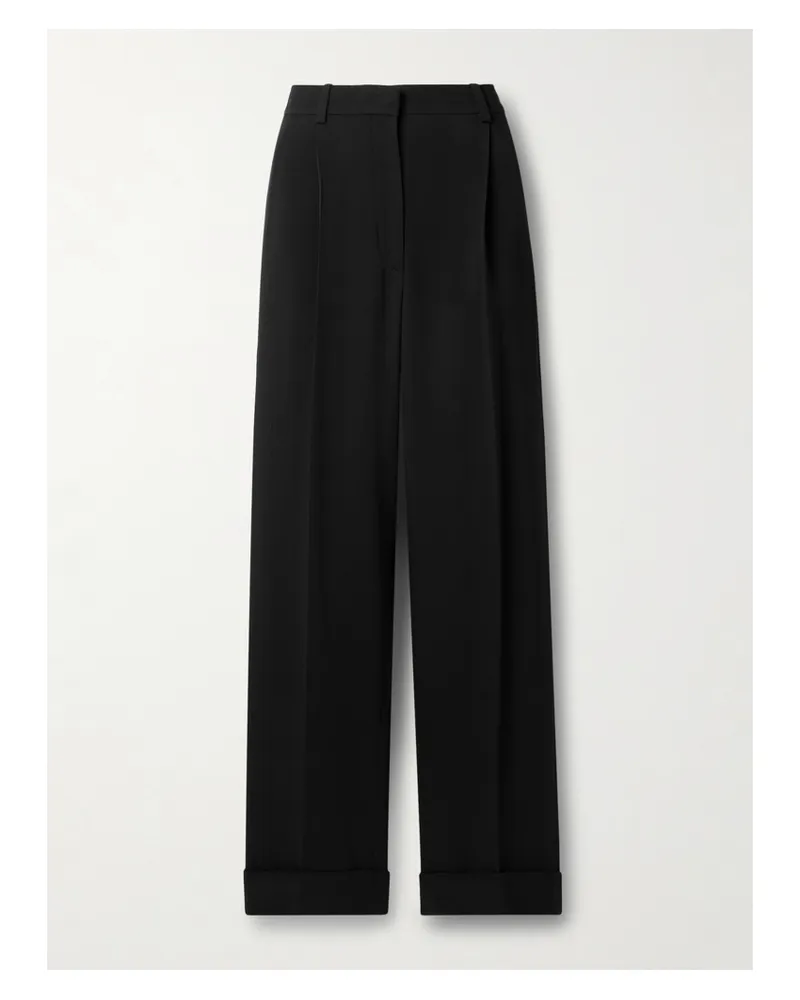 The Row Tor Hose Mit Weitem Bein Aus Cady Mit Falten - Schwarz Schwarz