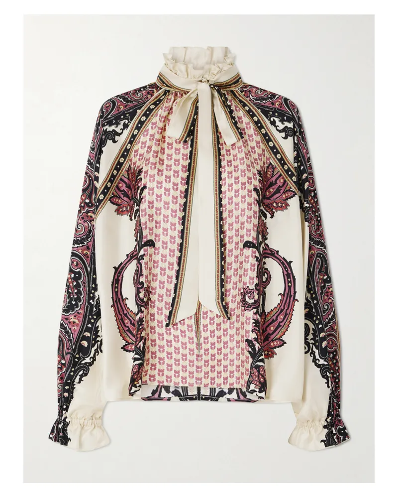 Etro Schluppenbluse Aus Bedrucktem Seiden-twill Mit Rüschen - Neutral Neutral