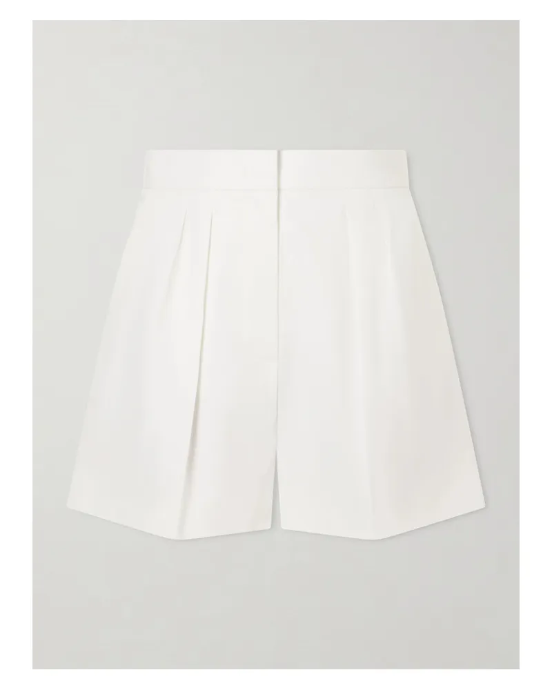 Max Mara Pleated Cotton-blend Shorts - Neutrals Neutrals