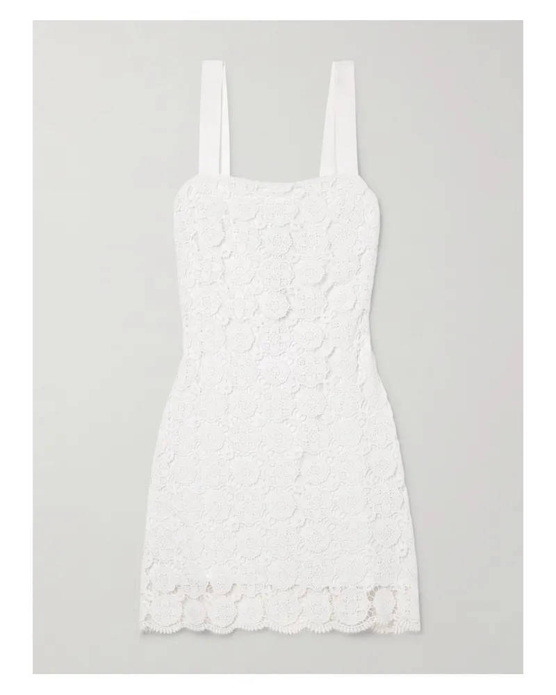 Miguelina Kira Minikleid Aus Guipure-spitze Aus Baumwolle Mit Ripsbandbesätzen - Weiß Weiß