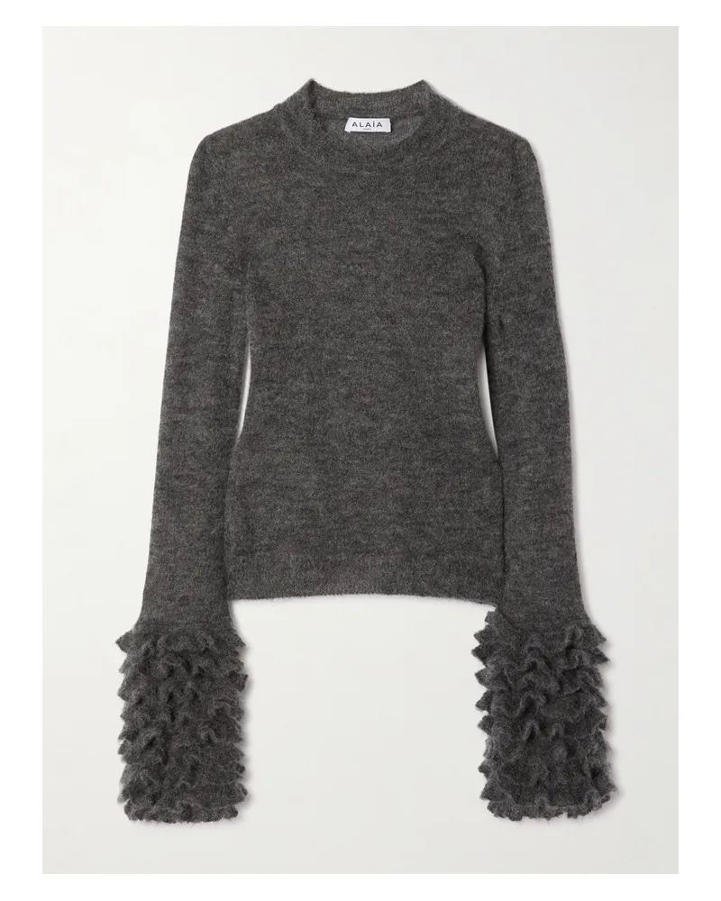 Alaïa Pullover Aus Einer Mohairmischung Mit Rüschen - Grau Grau