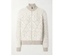 Jacquard-knit Cashmere Cardigan - Gray