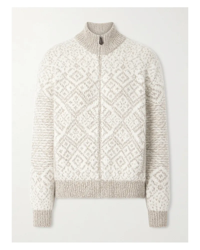 Loro Piana Jacquard-knit Cashmere Cardigan - Gray Gray