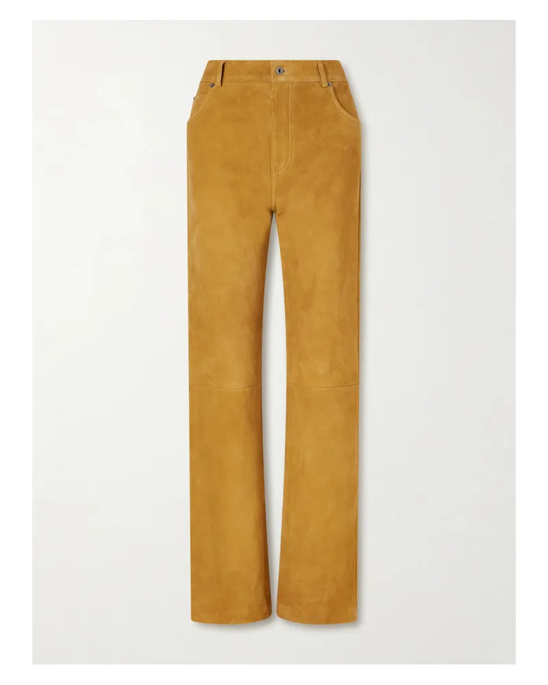 Loewe Suede High-rise Straight-leg Pants - Brown Brown