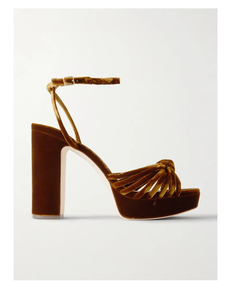 Loeffler Randall Rivka Plateausandalen Aus Veloursleder Mit Knotendetail - Braun Braun