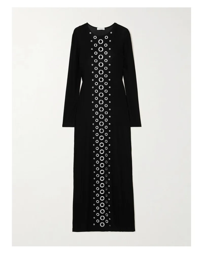 Paco Rabanne Maxikleid Aus Stretch-jersey Mit Ösen - Schwarz Schwarz