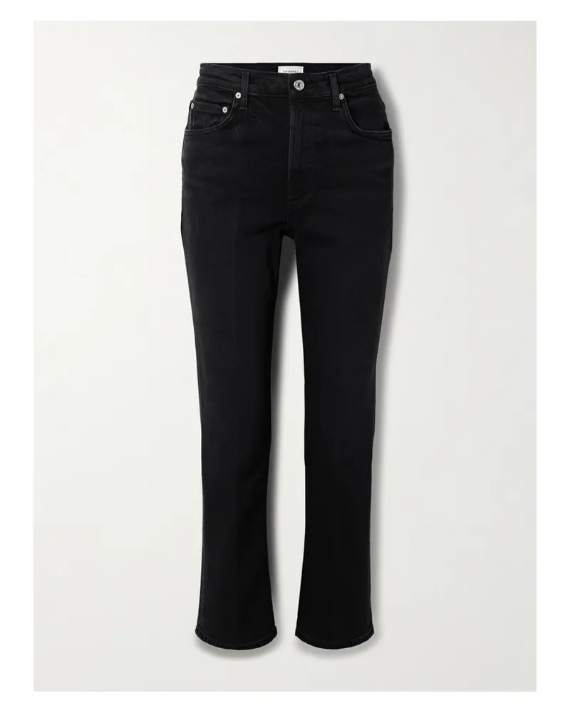 Citizens of humanity Zurie Ankle Verkürzte, Hoch Sitzende Jeans Mit Geradem Bein Aus Bio-denim - Schwarz Schwarz