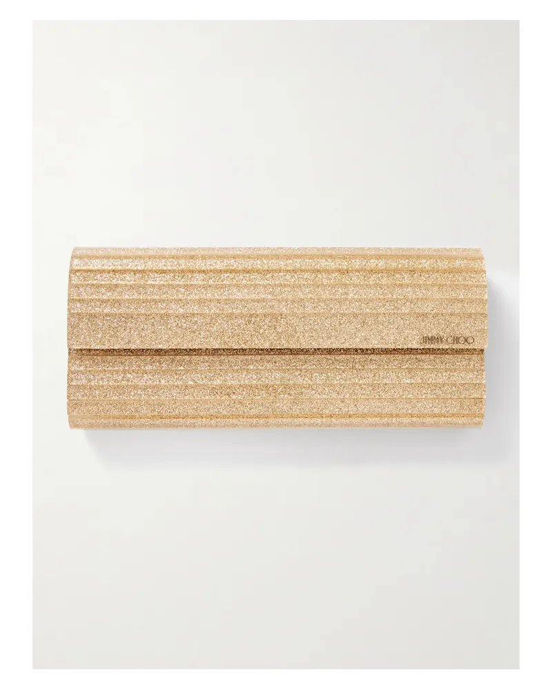Jimmy Choo Sweetie Glittered Resin Clutch - Gold Gold