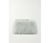 Marlene Leather-trimmed Shearling Shoulder Bag - Green