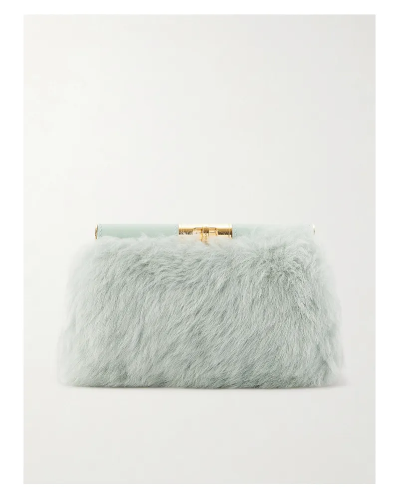 Dolce & Gabbana Marlene Leather-trimmed Shearling Shoulder Bag - Green Green