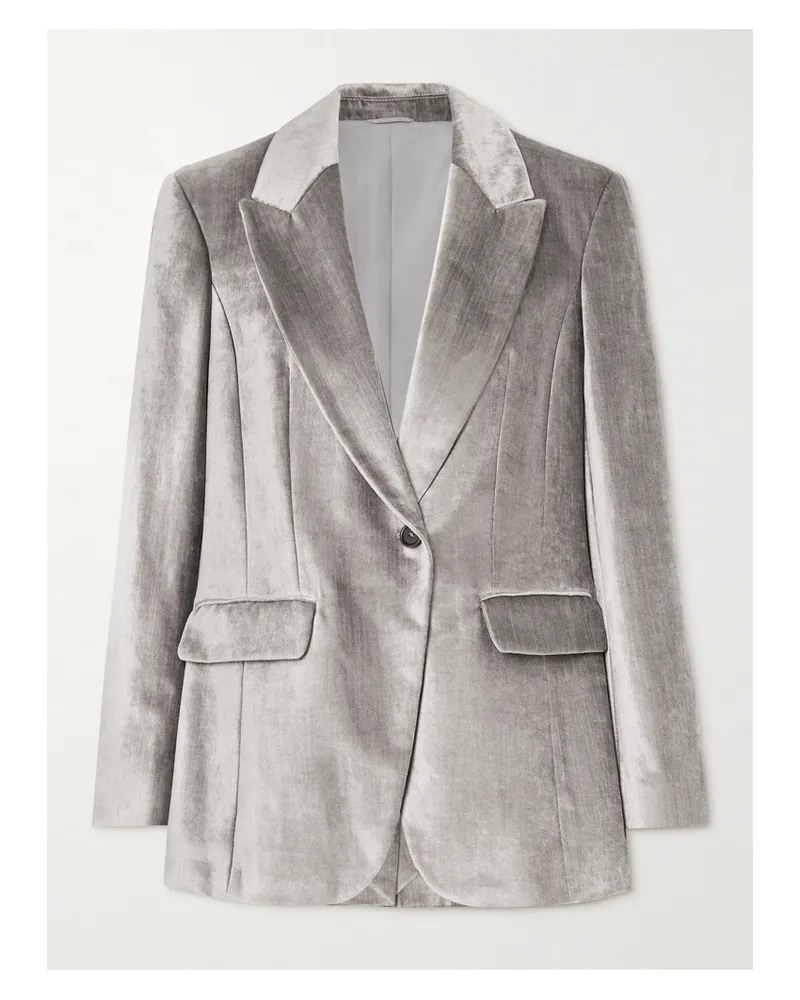 Brunello Cucinelli Blazer Aus Samt Aus Einer Baumwollmischung - Silber Silber
