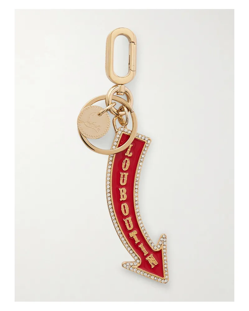 Christian Louboutin Gold-tone, Enamel And Crystal Keychain - Red Red