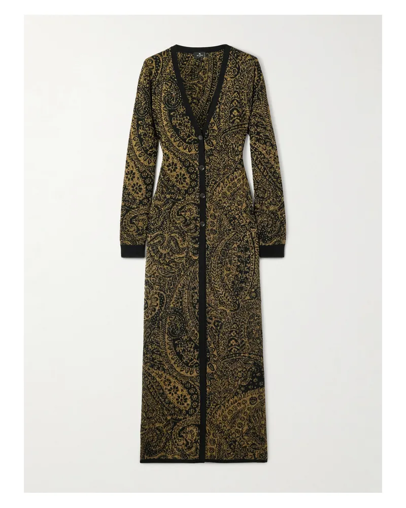 Etro Cardigan Aus Devoré-samt Aus Einer Wollmischung In Metallic-optik - Gold Gold