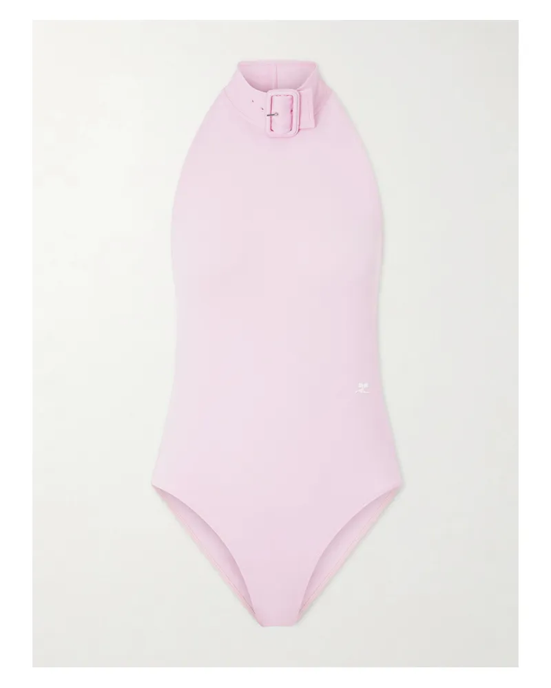 Courrèges Buckled Jersey Mockneck Bodysuit - Pink Pink