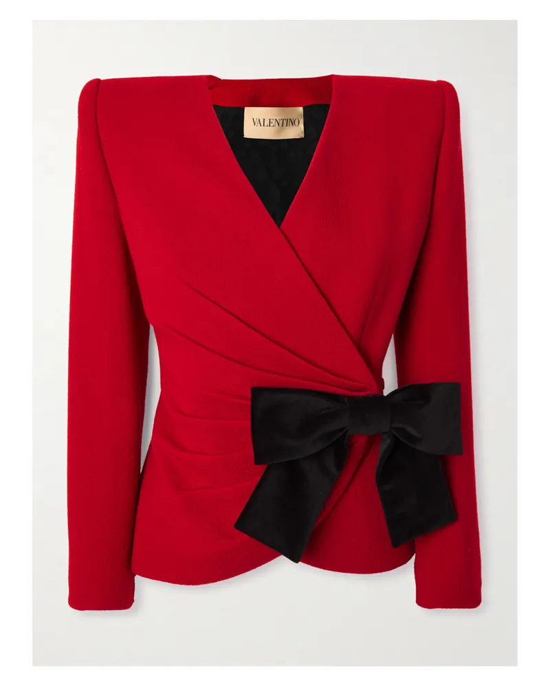 Valentino Garavani Wickeljacke Aus Woll-crêpe Mit Raffungen Und Schleife - Rot Rot